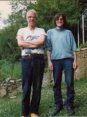 Father and son in the back garden Gerard often came to see Dad in Godalming